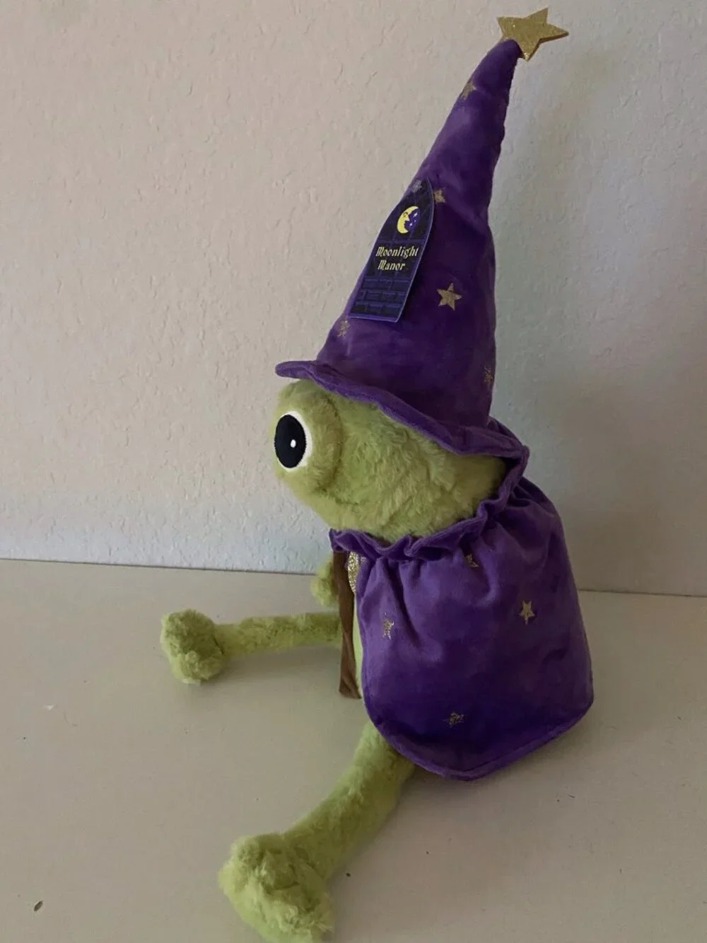 Moonlight Manor Frog Wizard With Hat & Wand Plush Green/Purple Halloween VIRAL - Picture 5 of 11